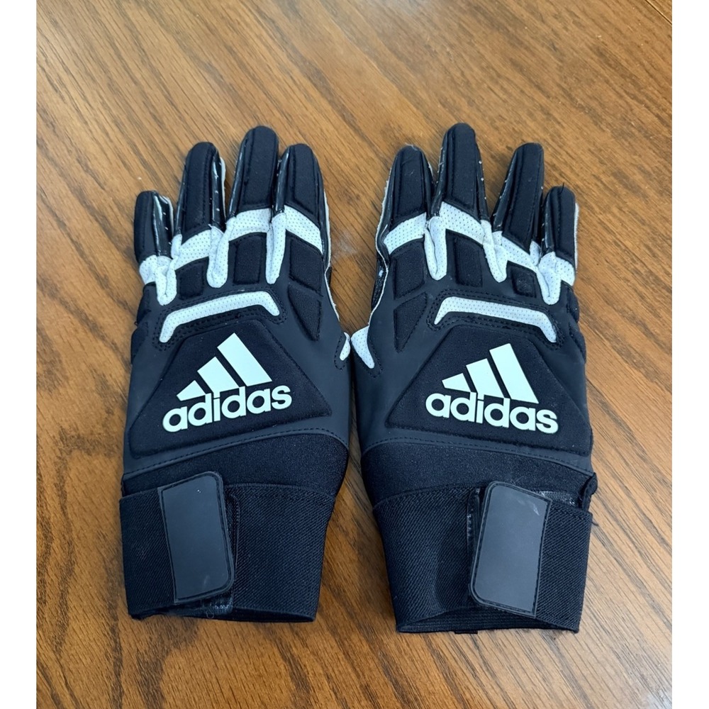 adidas Lineman NFL Football Gloves Lineman Size L Black/White Full Finger AF1104